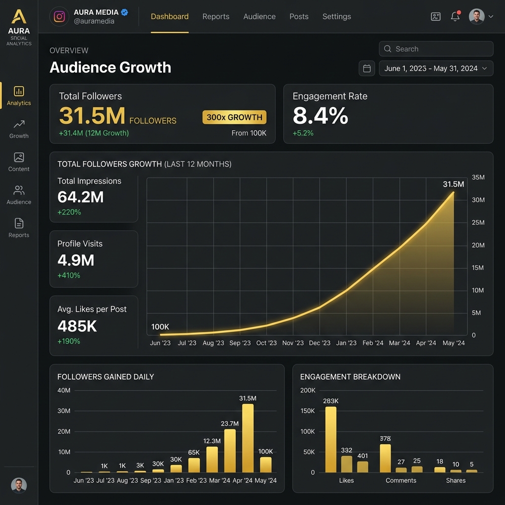 JJ Communication social media growth dashboard